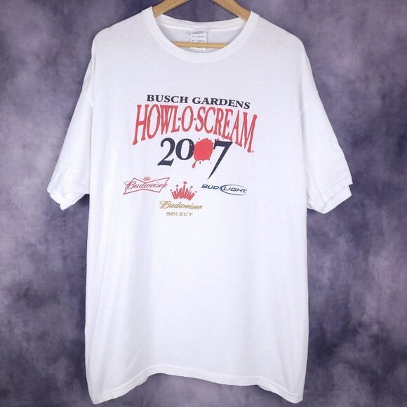 2007 Halloween Budweiser Busch Gardens Howl-O-Scream Six Flags theme park shirt - Picture 1 of 7